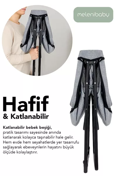 Culla Pieghevole per Bambini - Lettino Portatile Pieghevole con Rete, Culla Oscillante Vicino alla Mamma, Lettino da Parco per Bambini Grigio