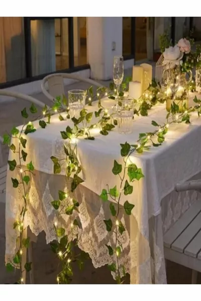 Decorative Ogwanto Green Leaf Artificial cm Ivy and 3m Fairy LED Daylight Rosella Barucci