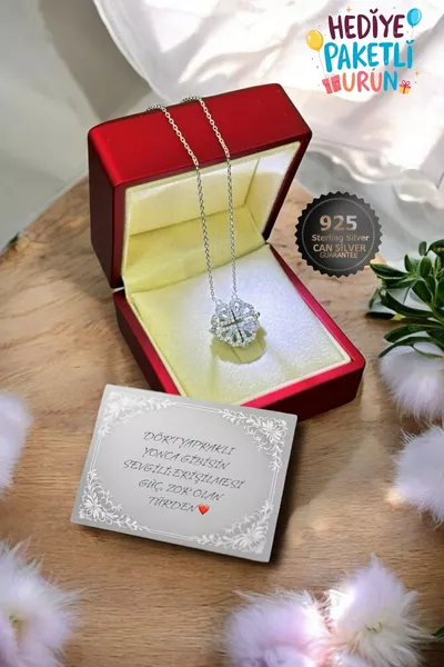 Love Necklace |  Sterling Silver Magnetic Open-Close Clover Necklace - Gift Wrapped