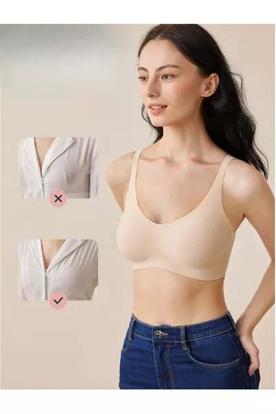 Lazer Kesim Dikişsiz Pedli Yumuşak İz Yapmaz Balensiz Invisible Görünmez Push Up Toparlayıcı Sütyen