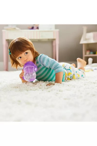 Gobelet d'entraînement avec bec cliquable 6 mois+, violet, paille de rechange, 1 pièce