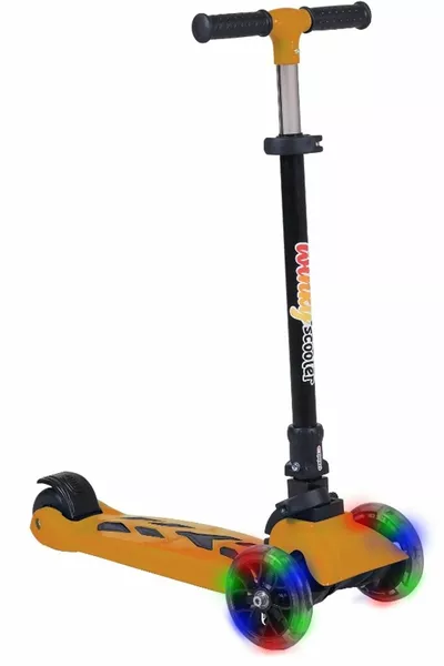 سكوتر قابل للطي بثلاث عجلات وإضاءة LED من Winky، للأطفال من 5 إلى 9 سنوات، بقدرة تحميل قصوى 3 كجم، بثلاث سرعات