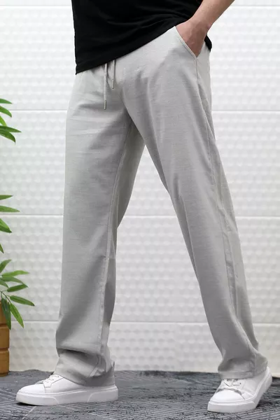Men's Summer Fabric Baggy Pants with Elastic Waist