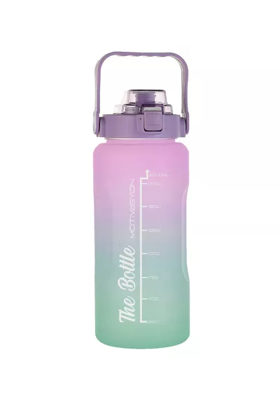 Bouteille d'eau motivante avec paille et autocollant, gourde ml (2L), SANS BPA, salle de sport