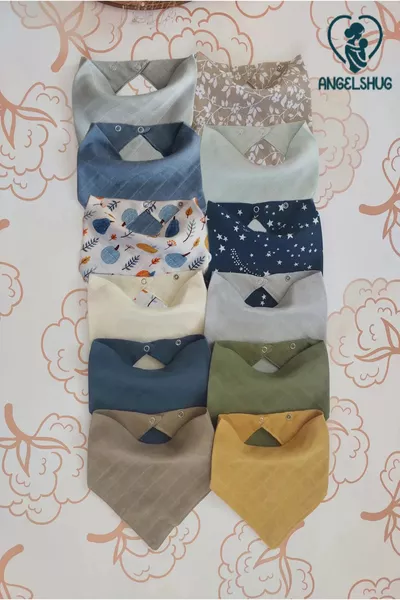 منديل أطفال عضوي من الموسلين المزدوج الطبقات، يستخدم كياقة، لمنع انسكاب الطعام واللعاب