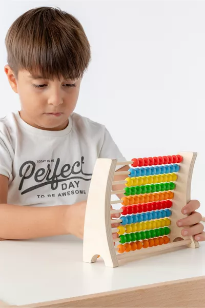 Montessori Kleurrijke Houten Abacus / Maan / Educatief, Leerzaam en Veilig Kinderspeelgoed