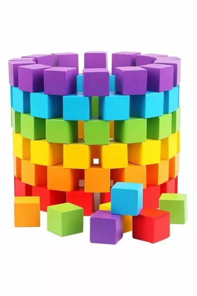 Holzwürfelblöcke Lern- und Entwicklungsbausteine Bunte Bauklötze aus Holz Spielzeug cm