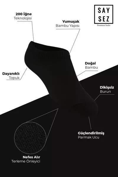 الخيزران حذاء رياضي نسائي جوارب سوداء غير مرئية غير مرئية جوارب رياضية بريميوم 4 حزمة