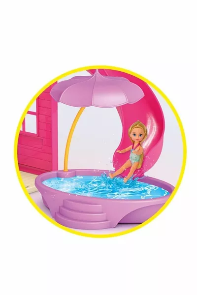 Игрушечный миниатюрный домик, 3 этажа, 4 комнаты, домик для игр с террасой и горкой, все аксессуары включены