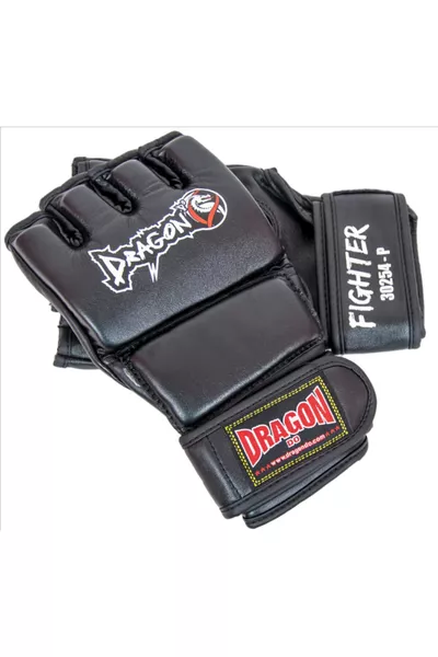 Faux Leather Fighter MMA Gloves Free Fight Bag Training Gloves Black