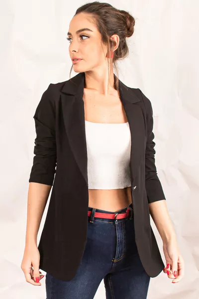 Women's Black Single-Breasted Jacket 