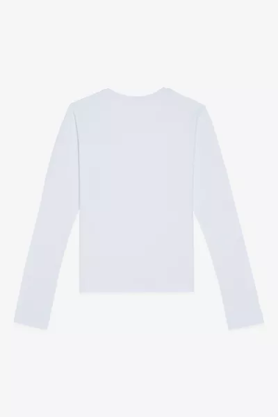 Женская хлопковая базовая блузка с длинным рукавом и круглым вырезом, белая