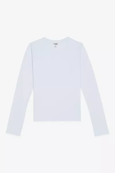 Женская хлопковая базовая блузка с длинным рукавом и круглым вырезом, белая