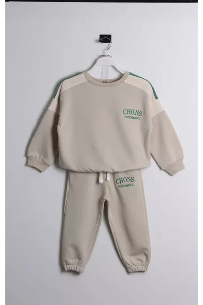 Unisex Kids Winter Chons Slogan Cotton Sweatshirt and Sweatpants Set