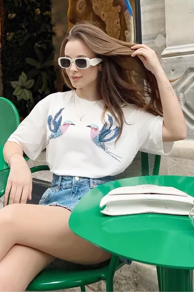 Женская футболка с принтом птиц