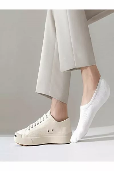 قطن للجنسين سنيكرز غير مرئي  قطع جوارب بيضاء