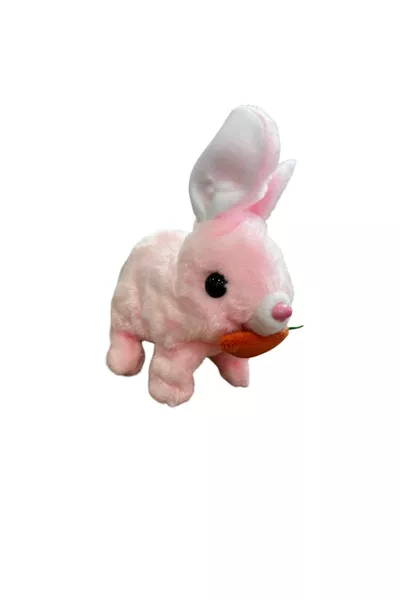 Coniglio di peluche elettronico Tivens con batteria, che salta e emette suoni, con carota, di alta qualità, Cm