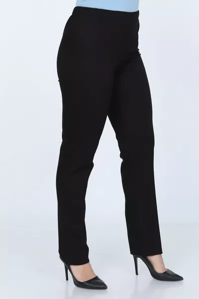Plus Size Black Elastic Waist Pants