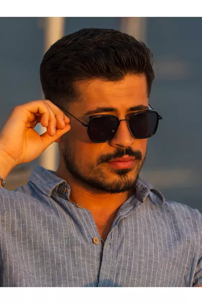 Dikdörtgen Siyah Unisex Güneş Gözlüğü 