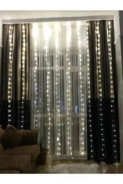 Штора с LED гирляндой Peri Led 3м x 3м ( см x  см) Высокое качество - borayris - с USB разъёмом