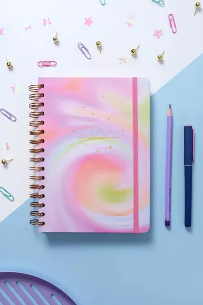  Спирален Цветен Планер с Безсрочен Дизайн, Мотивационни Страници, Абстрактен