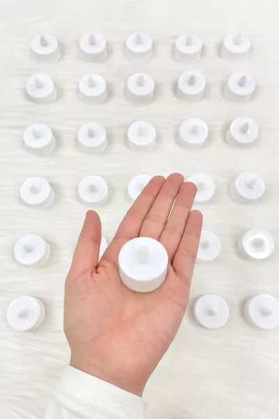 Beyaz Ledli Mum, Özel Gün, Led Işıklı, Kutlama, Doğum Günü, Kına,  Adet, Tealight Mum Pilli,