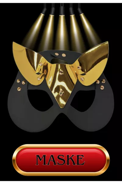 Fantasy Set with Whip, Collar, Plush Handcuffs, Mask 8-Piece Set Gold Belt