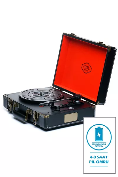 Bag Turntable b Black (BLUETOOTH-RECHARGEABLE-AUX-METAL NEEDLE) Original Product - 2 Year Warranty