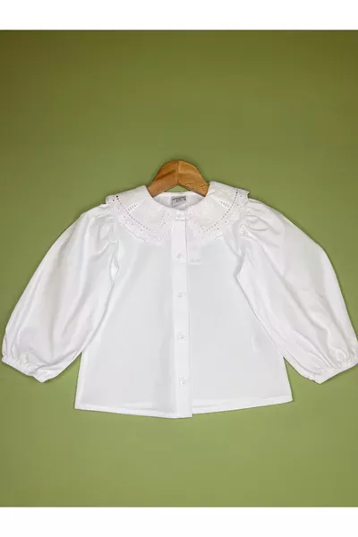 قميص فتاة بأكمام طويلة وبياقة بيبي