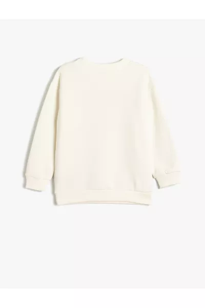 Slogan Printed Sweatshirt Crew Neck Cotton Blend Fleece