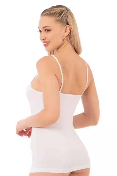 أوزكان  قميص داخلي نسائي بأشرطة رفيعة، قصّة ضيقة، مرن، ناعم، مصنوع من القطن بنسبة % مع ليكرا