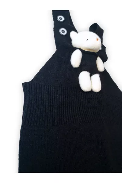 Salopette en tricot pour bébé et enfant avec boutons et petit ours