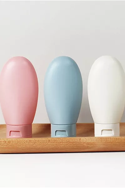 Набор дорожных бутылочек в скандинавском стиле с 3 многоразовыми сумками | Пустая тюбика для крема  мл