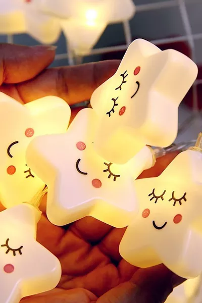 LED Light Smiling  Stars Lines 2 Meter Cute Dim Night Room Lamp