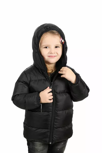 Девочки черный флисовый мех капюшон водонепроницаемый ветрозащитный надувной зимний пальто