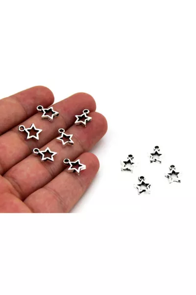  броя -  мм с модел на звезда, метален връх, материал за бижута, боядисано сребърно покритие, 