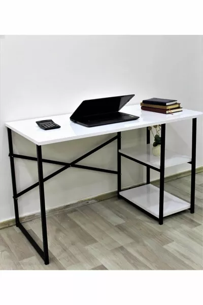 Weißer Metall-Arbeitsbüro-Computer-Laptop-Schreibtisch 