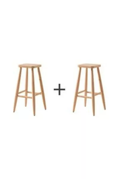 Tabourets de bar carrés en bois hauts, lot de 2