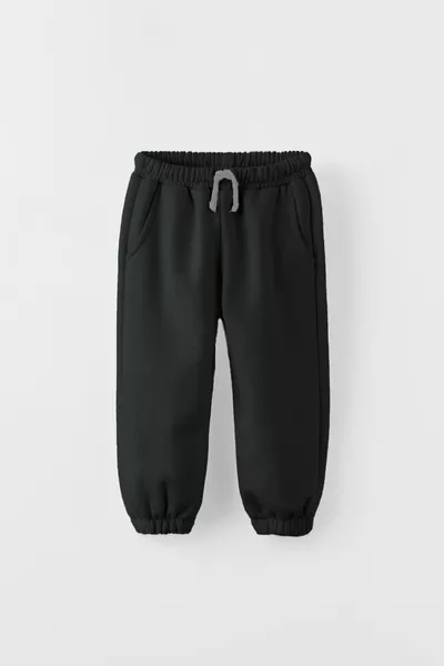 Black Kids 3-Ply Cotton Jogger Sweatpants with Pockets