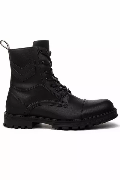 حذاء بوت رجالي يومي شتوي بسحاب، بنعل مطاطي مضاد للانزلاق، طراز جندي رقيب