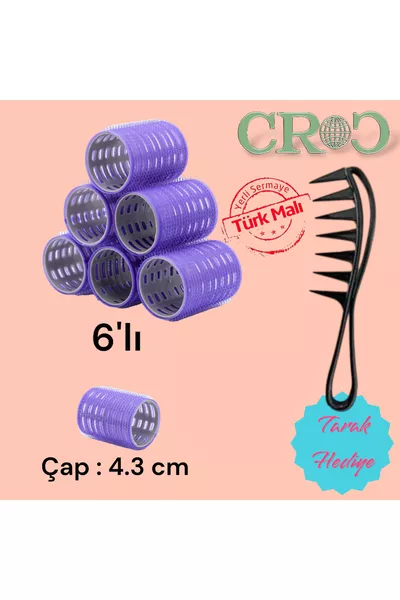  Големи Ленти Велкро Папионки 6 бр. - Самозалепващи се Къдрици за Коса Лилави Диаметър: 4,5 см