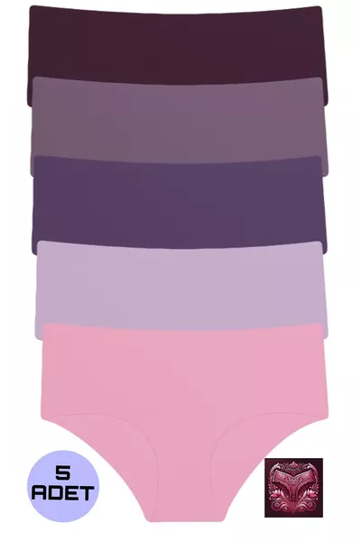 سروال داخلي خماسي عالي الخصر بدون خياطة ومرن للغاية مع قطع بالليزر لا يترك أثر