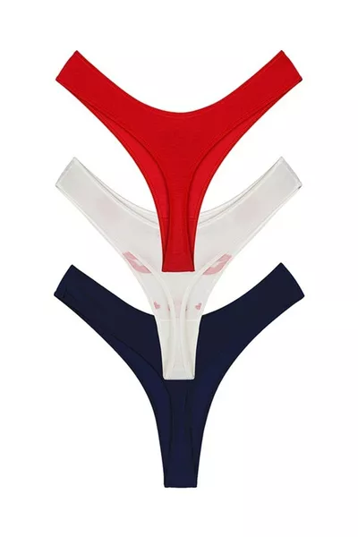 Women's 'Kiss Me' Printed String Thong Panties 3-Pack