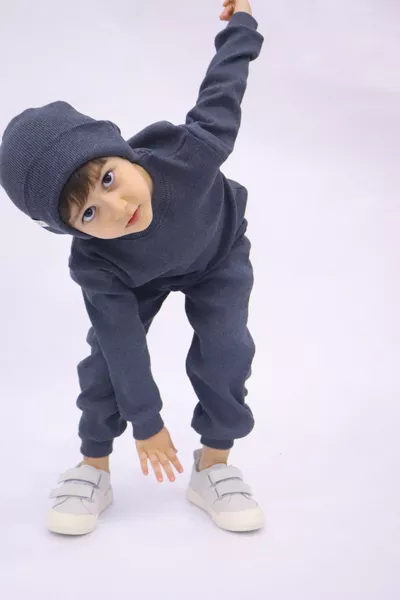 Anthracite Melange - Smoky Ribbed Unisex Baby & Kids 3-Piece Set