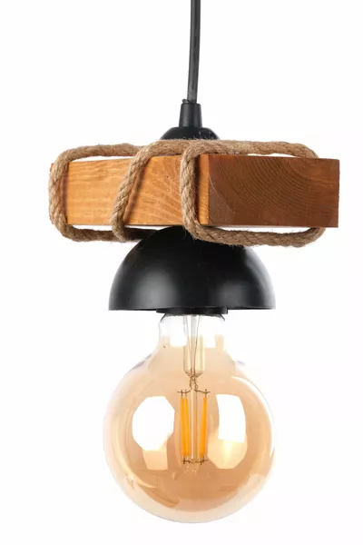 Дървен едноподвен въжен полилей с рустик дизайн