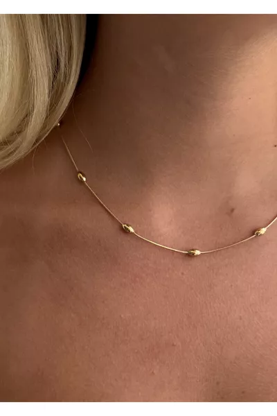 سلسلة بعقد من الفولاذ مع خرز بطول  سم