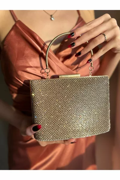 Evening Bag Bucket Style with Stones for Weddings, Invitations, and Special Occasions