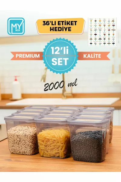 Set di Contenitori per Alimenti con Etichette da  Pezzi - Contenitore per Legumi con Coperchio Ermetico da  ml