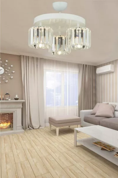 Lara 3-Light White Pendant Chandelier with  Crystal Stones