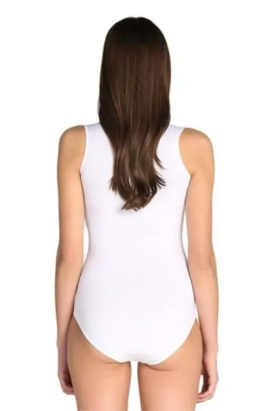 Body Basic Seher con Spalline Larghe, Ganci e Bottoni a Pressione, Canotta Donna, Nero Bianco, Elasticizzato 